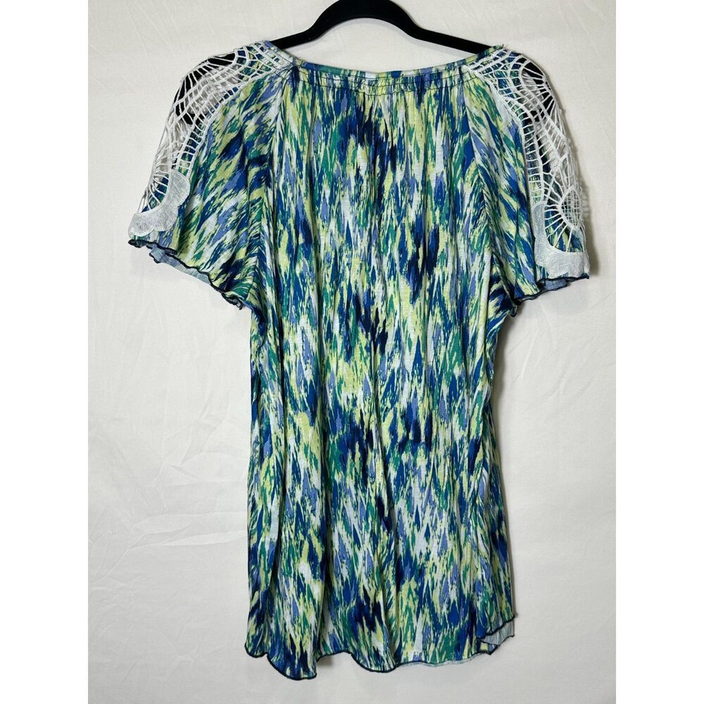 New York Laundry Women's Lace Cold Shoulder Button Up Abstract Blouse Size 1X - Picture 5 of 5